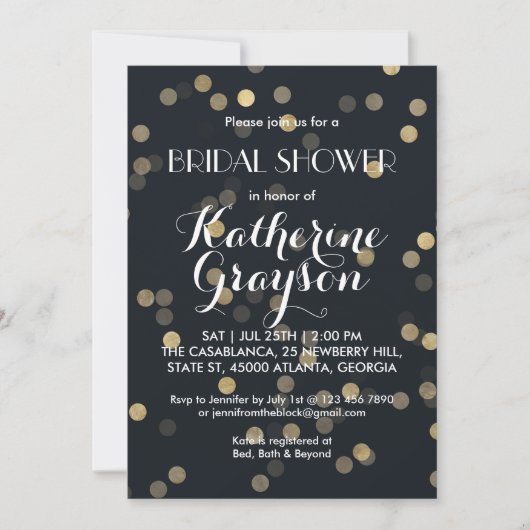 Gold Flecks Starry Night Bridal Shower Invitation (Devant)