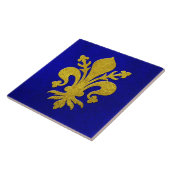Gold Fleur-de-lis Blauwe Achtergrond Tegeltje (Zijkant)