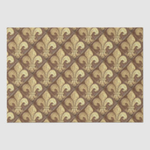 Gold Fleur de Lis Brown  Diamond Tissuepapier
