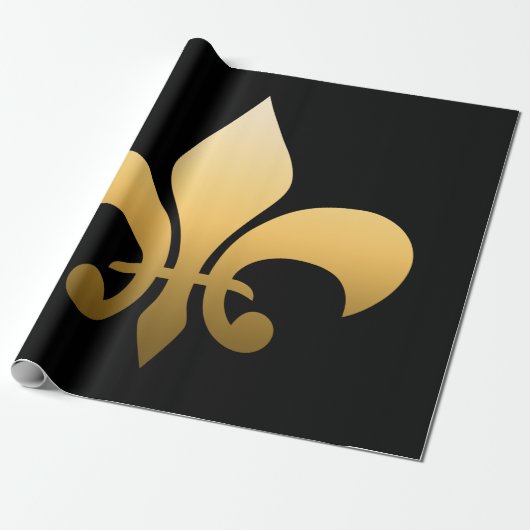 Gold Fleur de Lis Cadeaupapier (Uitgerold)