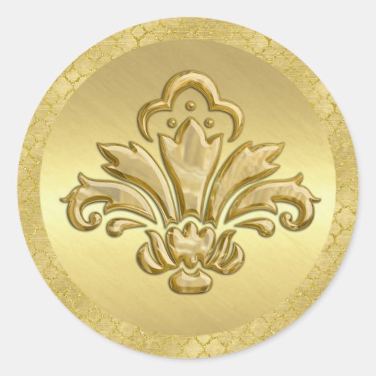 Gold Fleur de Lis Envelope Seal Ronde Sticker (Voorkant)