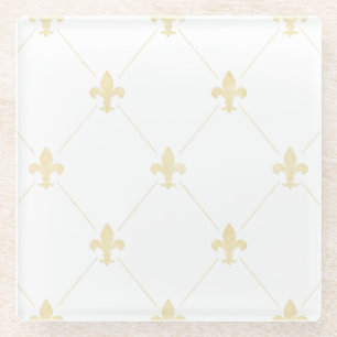 Gold Fleur-de-lis Glazen Onderzetter