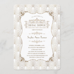 Gold Fleur-de-lis Great Gatsby 20s-Vrijgezellenfee Kaart