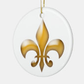 Gold Fleur de Lis-kerst Keramisch Ornament (Links)