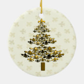 Gold Fleur de Lis-kerstboomversiering Keramisch Ornament (Achterkant)