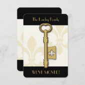 Gold Fleur de Lis Key Moving Announge Aankondiging (Voorkant / Achterkant)