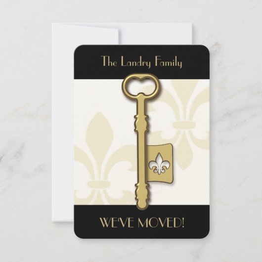 Gold Fleur de Lis Key Moving Announge Aankondiging (Voorkant)