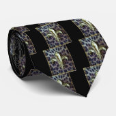 GOLD FLEUR-DE-LIS MET LEOPARD LIJST STROPDAS (Opgerold)