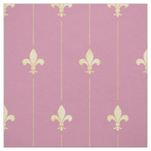 Gold Fleur-de-Lis met Roze (middelgrote schaal) Stof