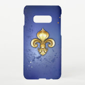 Gold Fleur de Lis on Blue Samsung Galaxy Hoesje (Achterkant)