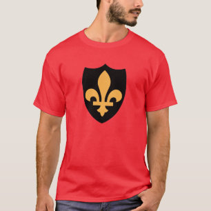 Gold Fleur De Lis op Black Shield T-shirt