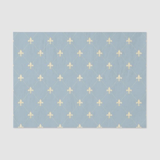 Gold Fleur-de-Lis op Dusky Blue Tissuepapier (Voorkant)
