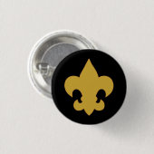 Gold Fleur De Lis op zwart Ronde Button 3,2 Cm (Voorkant /achterkant)