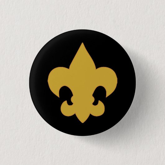 Gold Fleur De Lis op zwart Ronde Button 3,2 Cm (Voorkant)