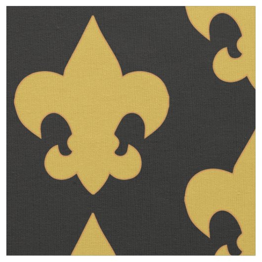 Gold Fleur De Lis op zwart Stof (Close Up)