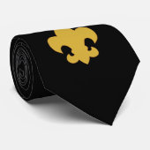 Gold Fleur De Lis op zwart Stropdas (Opgerold)