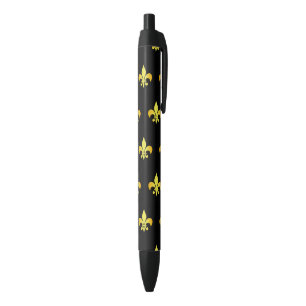 Gold Fleur De Lis-patroon Zwarte Inkt Pen