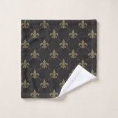 Gold Fleur De Lis Pattern noir luxueux (Gant de toilette)