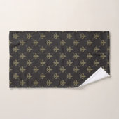 Gold Fleur De Lis Pattern noir luxueux (Serviette à main)