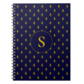Gold Fleur de Lis Pattern op Royal Blue Notitieboek (Voorkant)