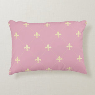 Gold Fleur-de-Lis Pink Accent Kussen