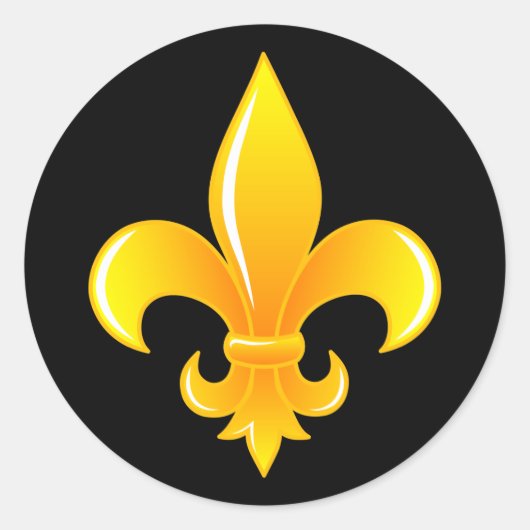 Gold Fleur De Lis Ronde Sticker (Voorkant)