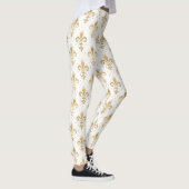Gold fleur-de-lis seamless pattern on white leggings (Rechts)