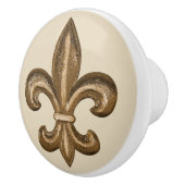 Gold Fleur de Lis & Taupe Keramische Knop (Rechts)