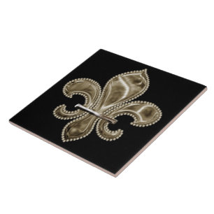 Gold Fleur de Lis Vierkante Keramische Tegel 6 inc Tegeltje