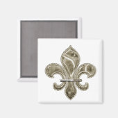 Gold Fleur de Lis Vierkante magneet (Voorkant / Achterkant)