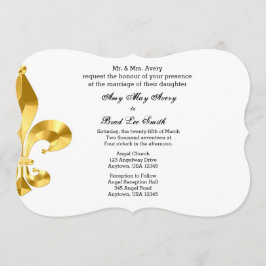Gold Fleur de Lis Wedding Invitation Kaart