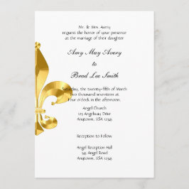 Gold Fleur de Lis Wedding Invitation Kaart