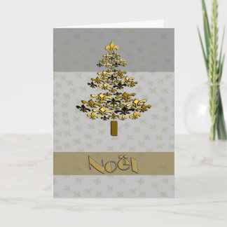 Gold Fleur DE Lys Kerstboom Noel Feestdagen Kaart