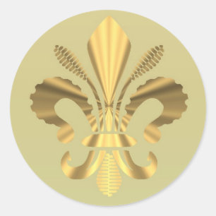Gold fleur de lys ronde sticker