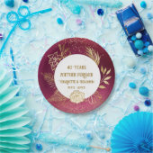 Gold Floral 40 jaar Jubileum Ruby Wedding Papieren Bordje (Feest)