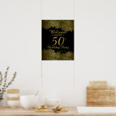 Gold Floral 50e anniversaire Affiche de bienvenue (Cuisine)