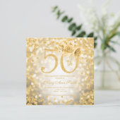 Gold Floral 50th Birthday Glam Lights (Staand voorkant)