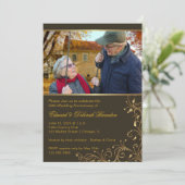 Gold Floral 50th Wedding Jubileum Uitnodiging (Staand voorkant)