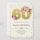 Gold Floral 60e anniversaire Invitation (Devant)