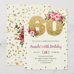 Gold Floral 60e anniversaire Invitation