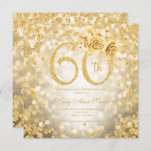 Gold Floral 60th Birthday Glam Lights (Voorkant / Achterkant)