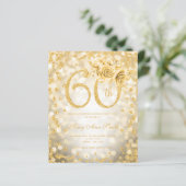 Gold Floral 60th Birthday Glam Lights (Staand voorkant)