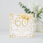 Gold Floral 60th Birthday Glam Marble (Staand voorkant)