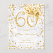 Gold Floral 60th Birthday Glam Marble (Voorkant)