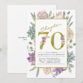 Gold Floral 70e verjaardag Kaart (Voorkant / Achterkant)