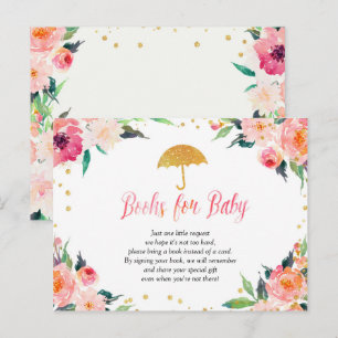 Gold Floral April doucheboeken voor baby Uitnodiging Briefkaart