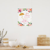 Gold Floral April Shower Affiche de bienvenue (Cuisine)