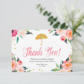 Gold Floral April Shower Hartelijk dank Bedankkaart (Staand voorkant)