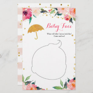 Gold Floral April Showers Baby shower Baby Face