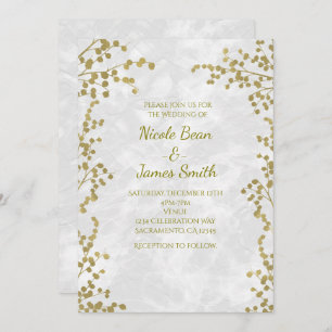 Gold Floral Berries Élégantes invitations de maria